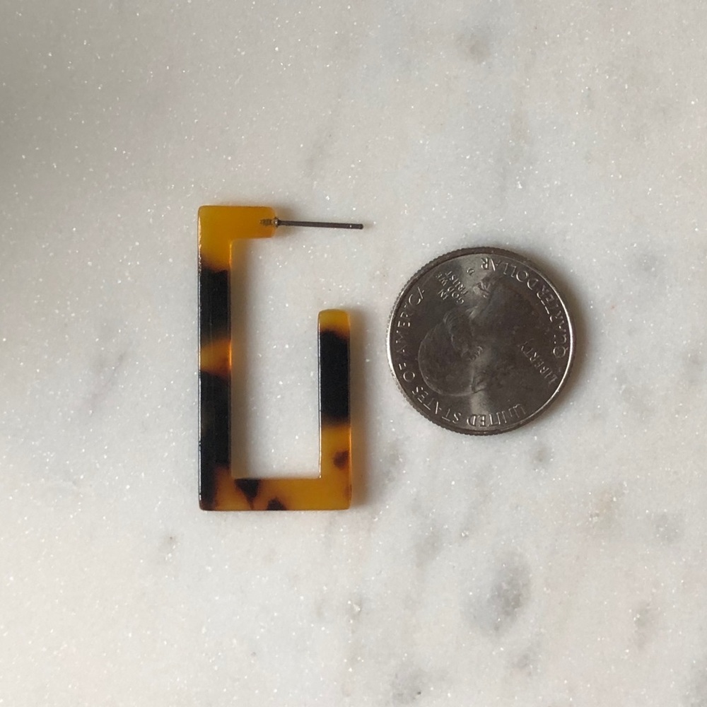 NWOT Tortoise Resin Drop Earrings - Picture 3 of 4